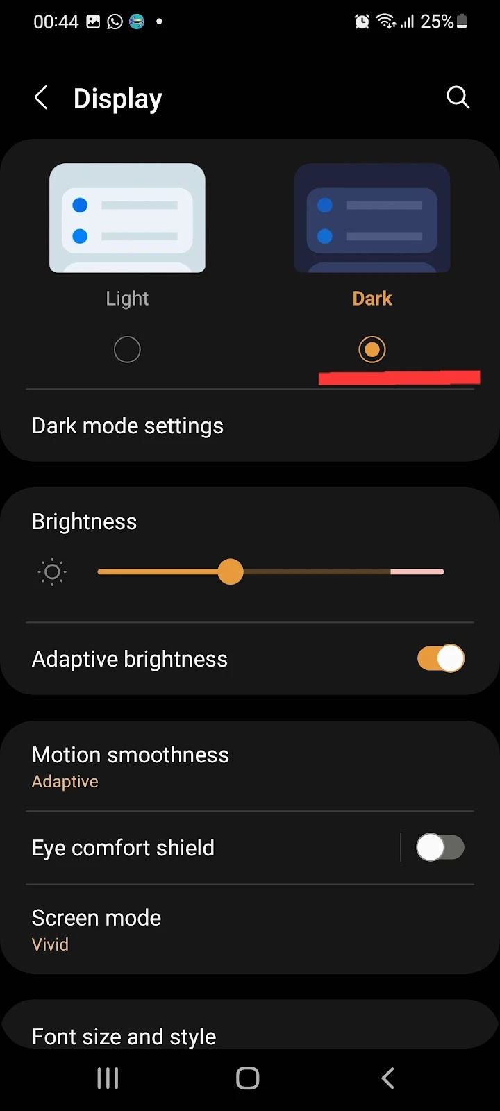 Inverted colors notification bar in dark mode