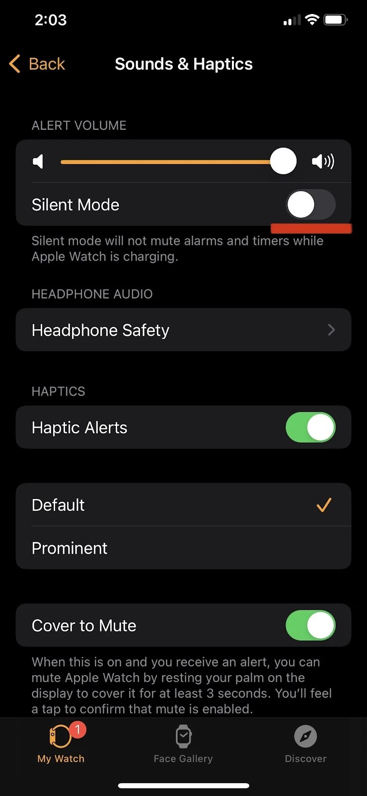 Turn off Silent mode apple watch