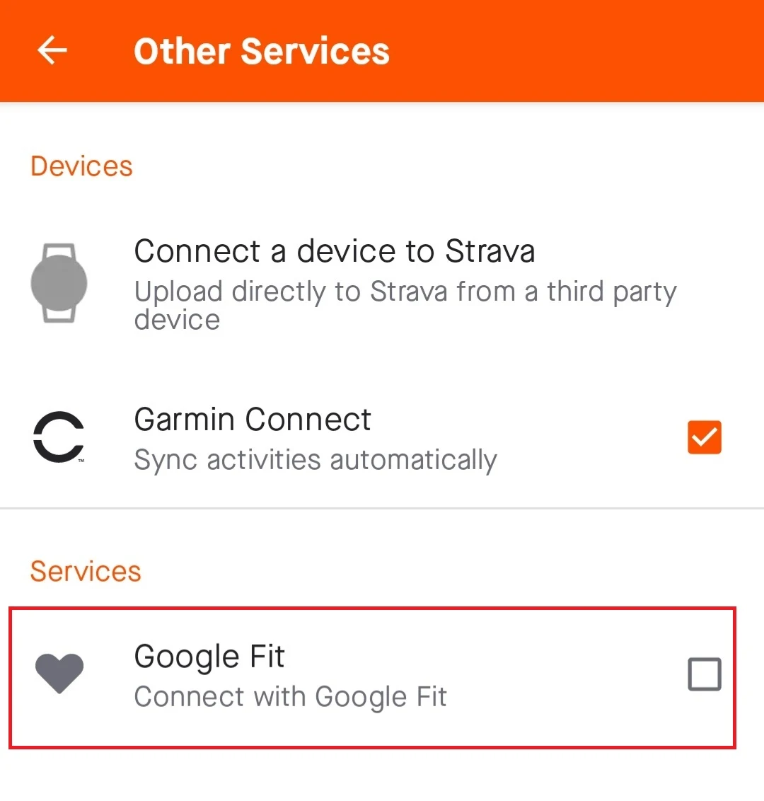 Connect garmin shop to google fit